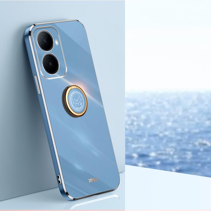 For Wiko Hi Enjoy 80 Plus XINLI Straight Edge 6D Electroplate TPU Phone Case with Ring Holder - Celestial Blue - EDA008564702C