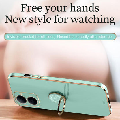 For Wiko Hi Enjoy 80 Plus XINLI Straight Edge 6D Electroplate TPU Phone Case with Ring Holder - Pink - EDA008564702F