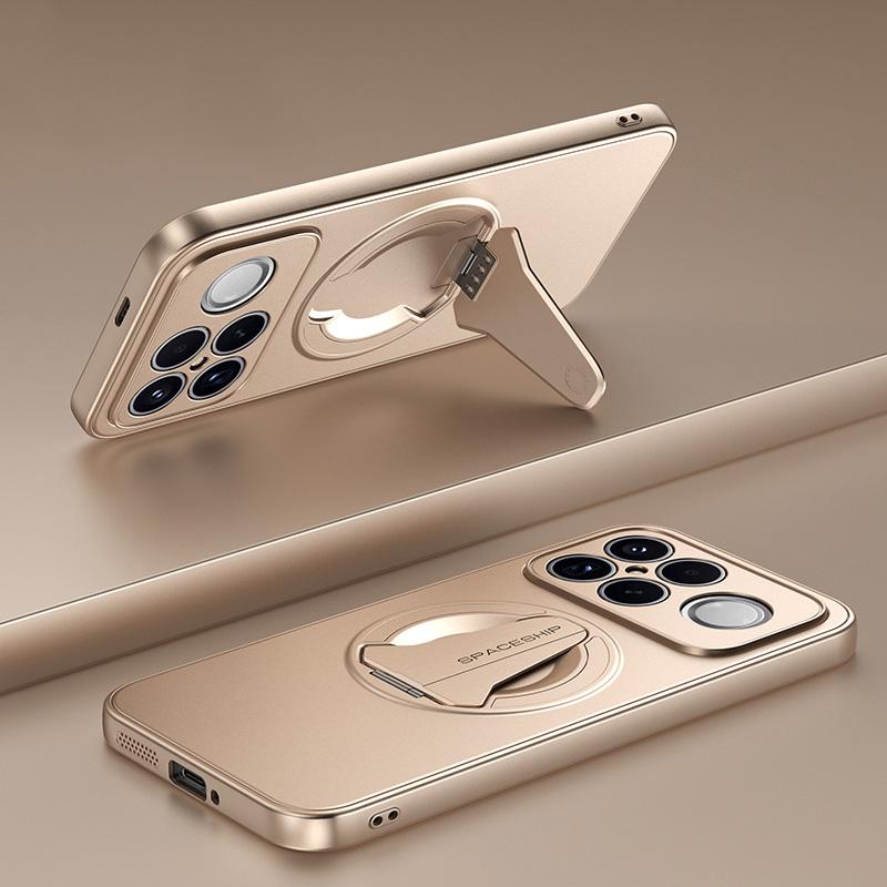 For Redmi K90 Pro Max / Poco F8 Ultra Spaceship MagSafe Folding Holder Phone Case(Desert Gold)