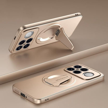For Redmi K90 Pro Max / Poco F8 Ultra Spaceship MagSafe Folding Holder Phone Case(Desert Gold)