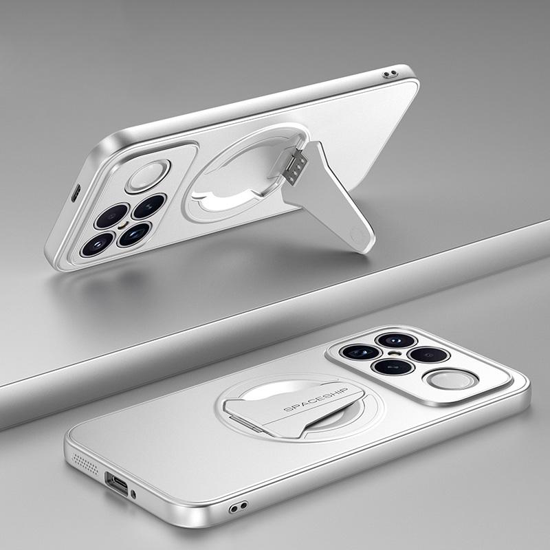 For Redmi K90 Pro Max / Poco F8 Ultra Spaceship MagSafe Folding Holder Phone Case(Silver White)