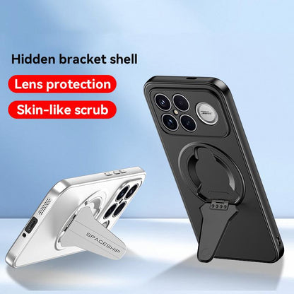 For Redmi K90 Pro Max / Poco F8 Ultra Spaceship MagSafe Folding Holder Phone Case(Silver White)