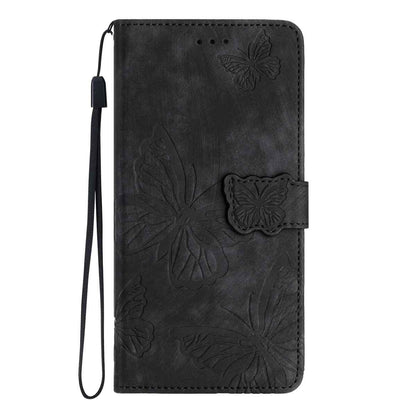 For Redmi K90 Pro Max / Poco F8 Ultra Skin-feel Embossed Butterfly Leather Phone Case(Black)