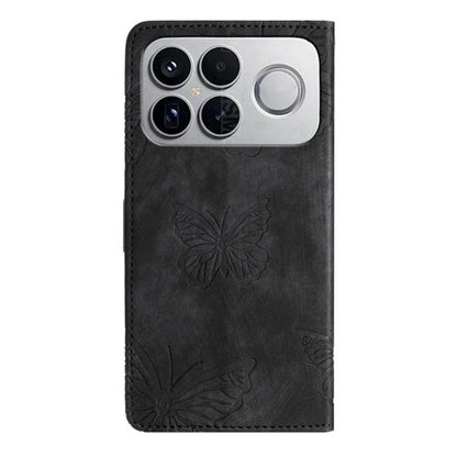 For Redmi K90 Pro Max / Poco F8 Ultra Skin-feel Embossed Butterfly Leather Phone Case(Black)