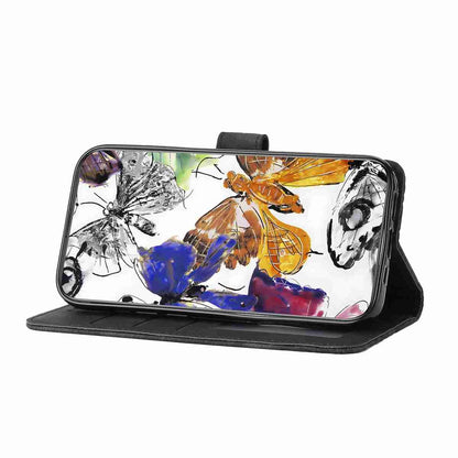 For Redmi K90 Pro Max / Poco F8 Ultra Skin-feel Embossed Butterfly Leather Phone Case(Black)
