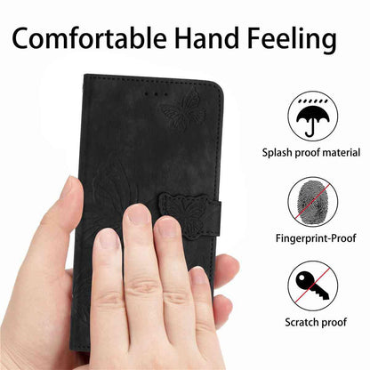 For Redmi K90 Pro Max / Poco F8 Ultra Skin-feel Embossed Butterfly Leather Phone Case(Black)