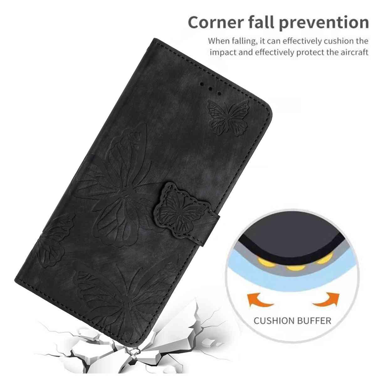 For Redmi K90 Pro Max / Poco F8 Ultra Skin-feel Embossed Butterfly Leather Phone Case(Black)
