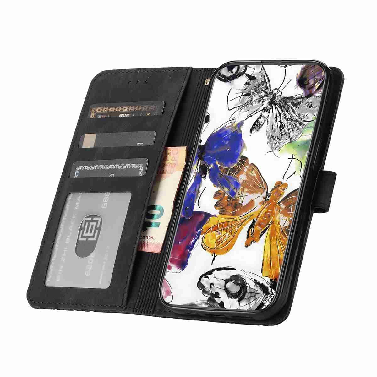 For Redmi K90 Pro Max / Poco F8 Ultra Skin-feel Embossed Butterfly Leather Phone Case(Black)