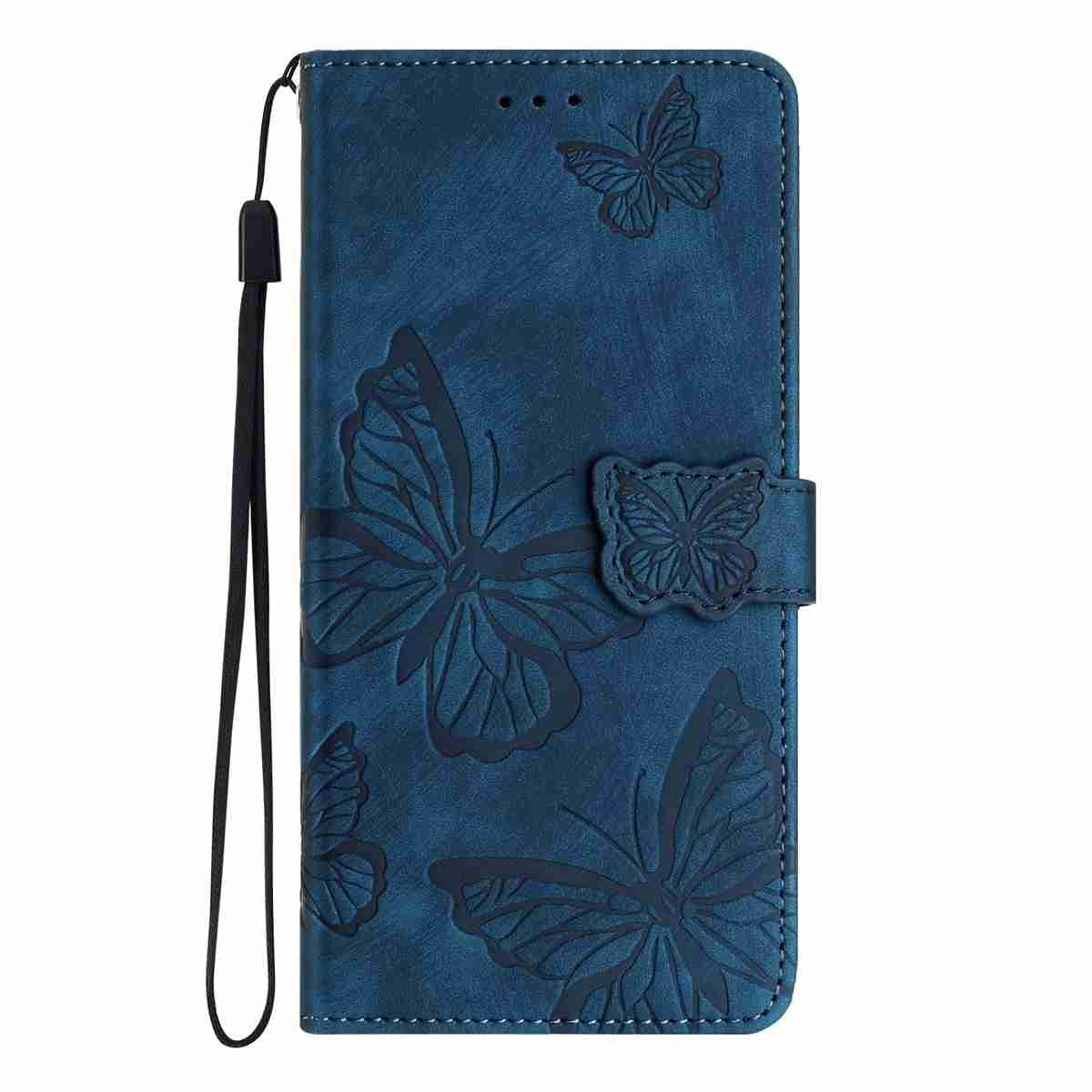 For Redmi K90 Pro Max / Poco F8 Ultra Skin-feel Embossed Butterfly Leather Phone Case(Blue)