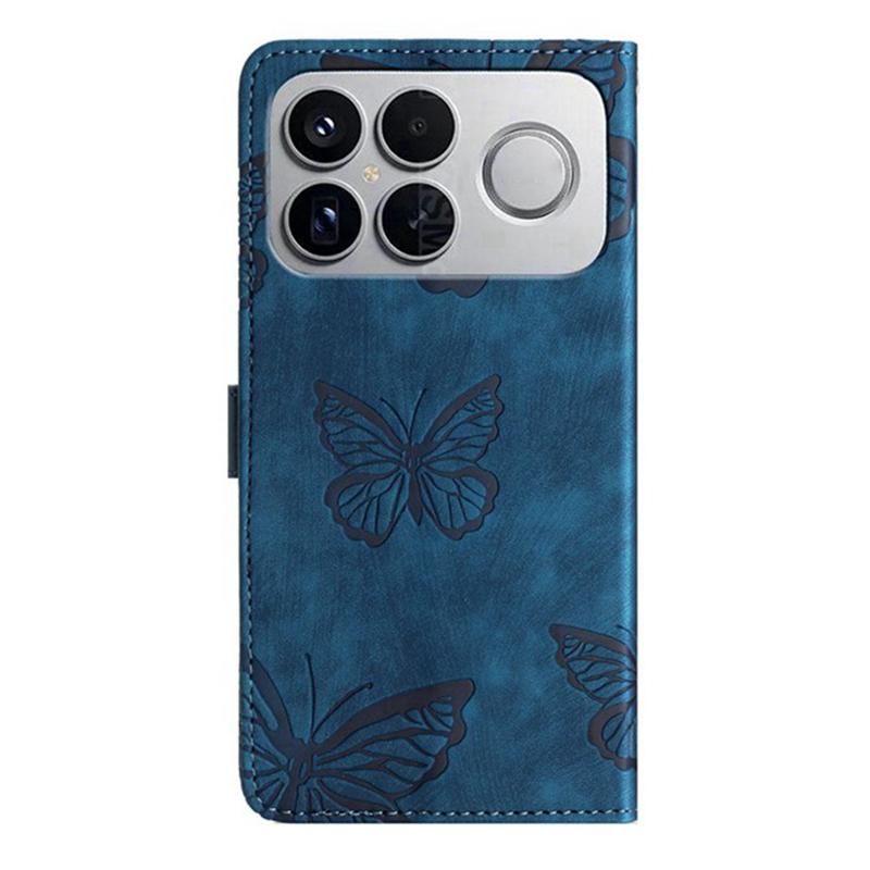 For Redmi K90 Pro Max / Poco F8 Ultra Skin-feel Embossed Butterfly Leather Phone Case(Blue)