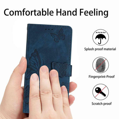 For Redmi K90 Pro Max / Poco F8 Ultra Skin-feel Embossed Butterfly Leather Phone Case(Blue)