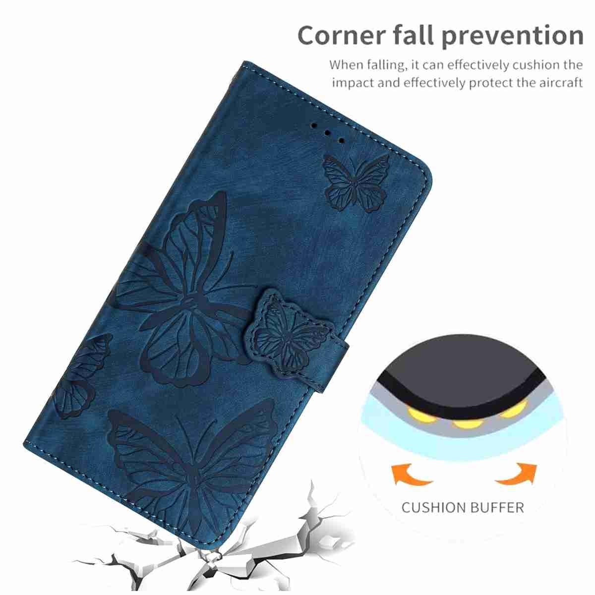 For Redmi K90 Pro Max / Poco F8 Ultra Skin-feel Embossed Butterfly Leather Phone Case(Blue)