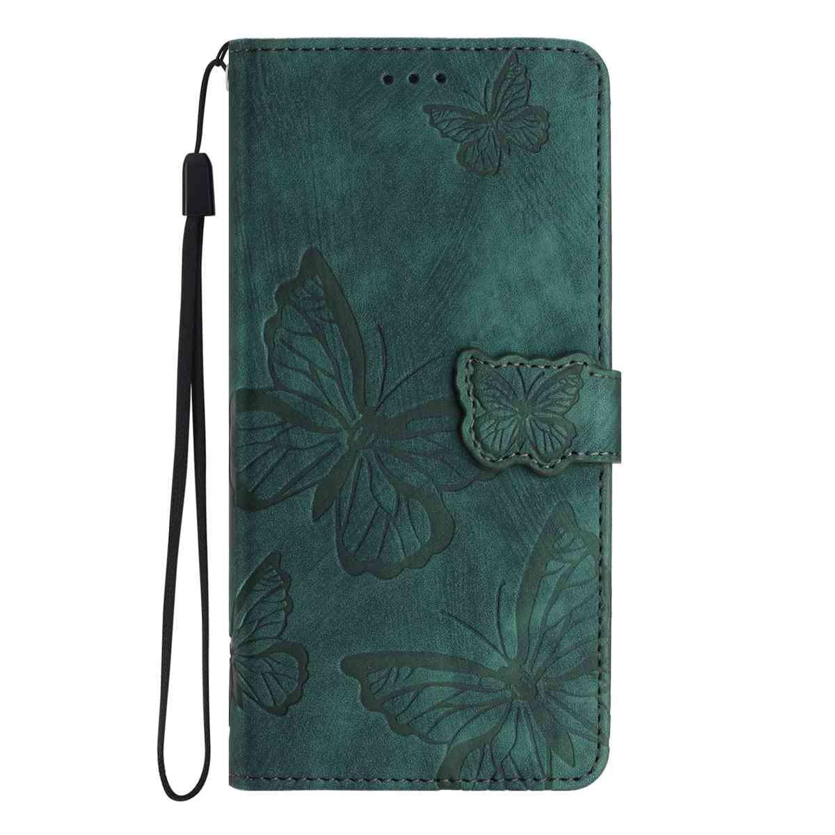 For Redmi K90 Pro Max / Poco F8 Ultra Skin-feel Embossed Butterfly Leather Phone Case(Green)