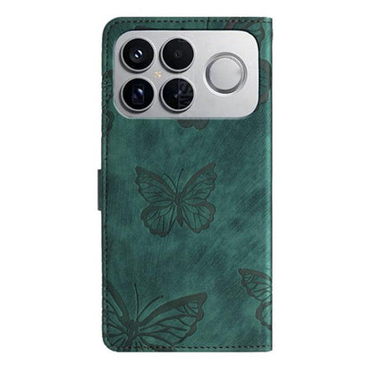 For Redmi K90 Pro Max / Poco F8 Ultra Skin-feel Embossed Butterfly Leather Phone Case(Green)