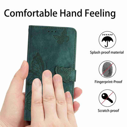 For Redmi K90 Pro Max / Poco F8 Ultra Skin-feel Embossed Butterfly Leather Phone Case(Green)