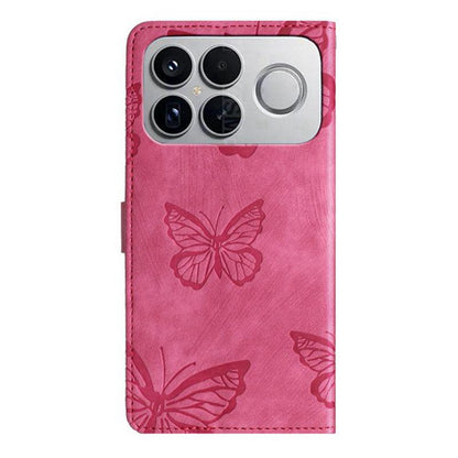 For Redmi K90 Pro Max / Poco F8 Ultra Skin-feel Embossed Butterfly Leather Phone Case(Rose Red)