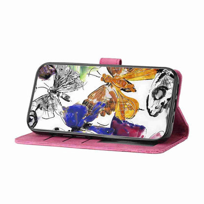 For Redmi K90 Pro Max / Poco F8 Ultra Skin-feel Embossed Butterfly Leather Phone Case(Rose Red)