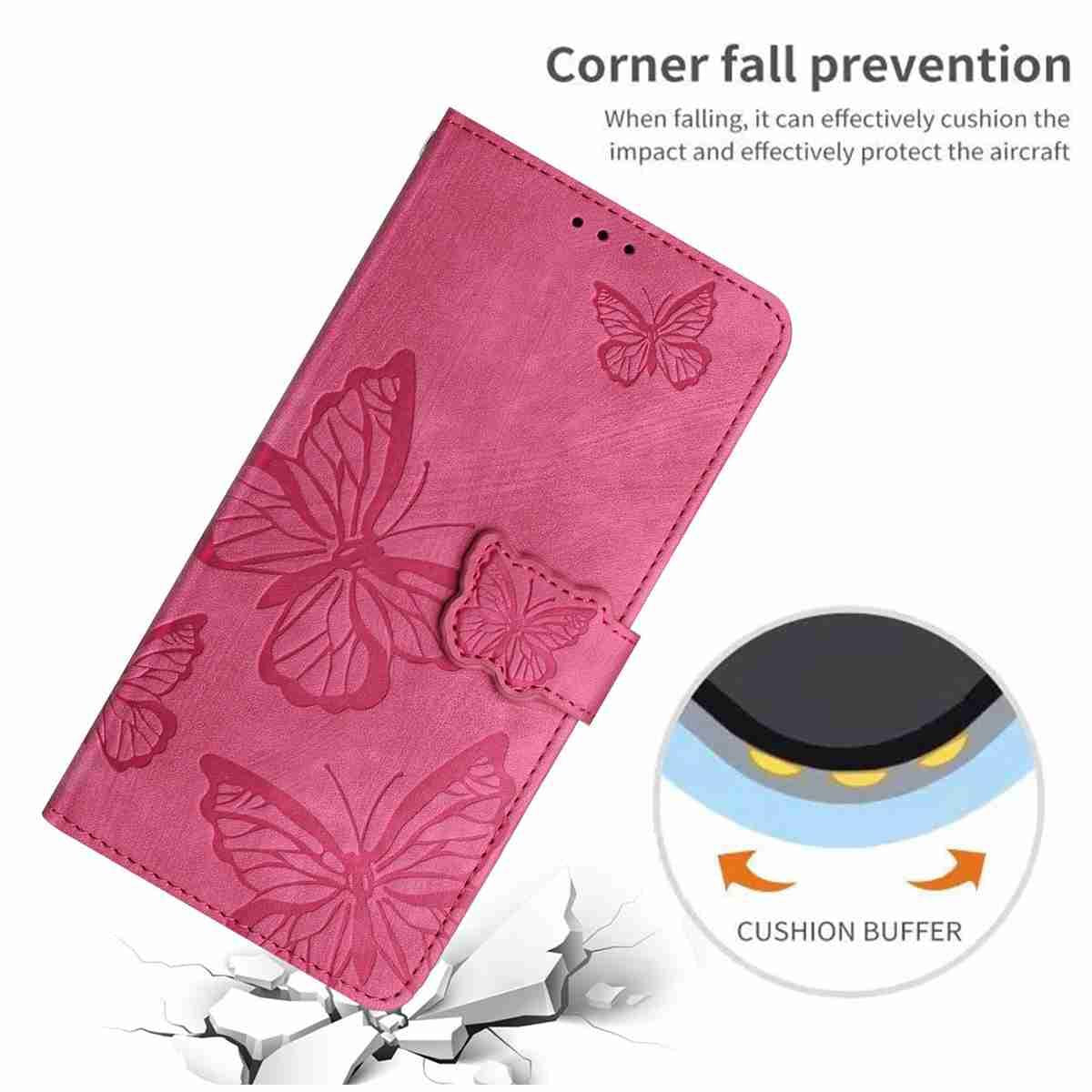 For Redmi K90 Pro Max / Poco F8 Ultra Skin-feel Embossed Butterfly Leather Phone Case(Rose Red)