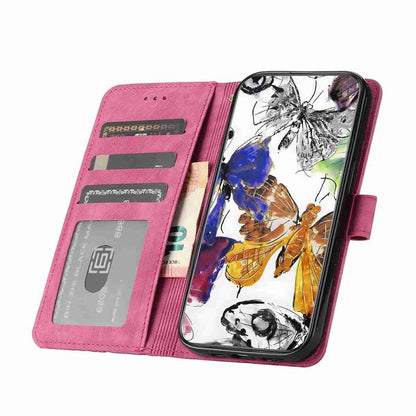 For Redmi K90 Pro Max / Poco F8 Ultra Skin-feel Embossed Butterfly Leather Phone Case(Rose Red)