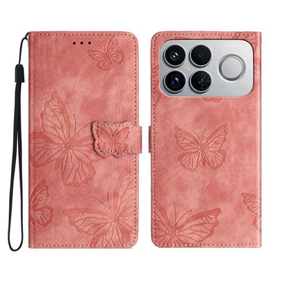 For Redmi K90 Pro Max / Poco F8 Ultra Skin-feel Embossed Butterfly Leather Phone Case(Pink)