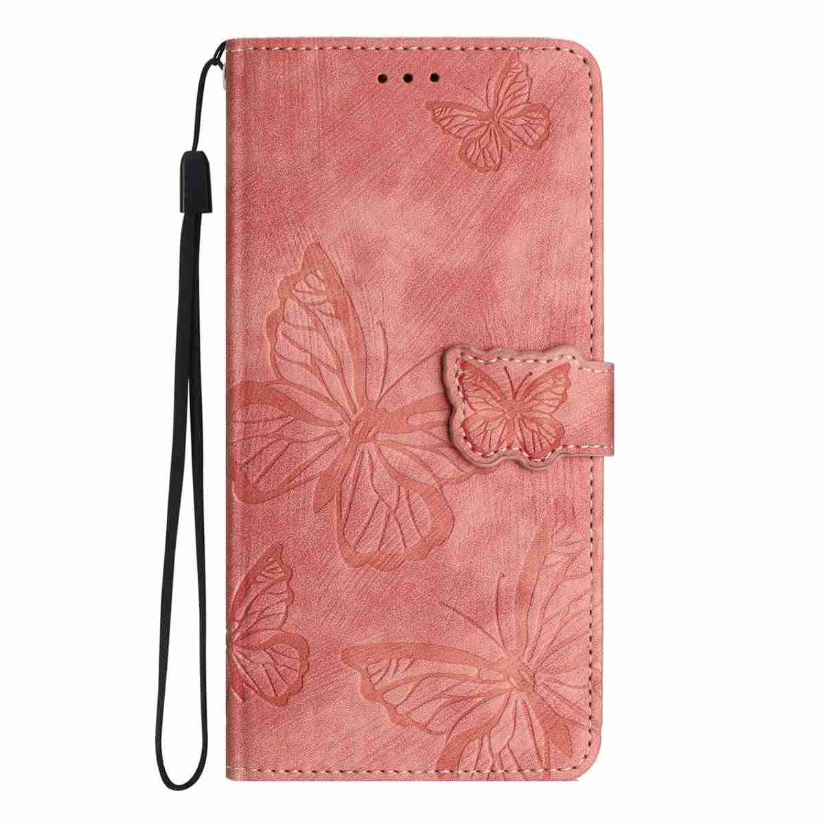 For Redmi K90 Pro Max / Poco F8 Ultra Skin-feel Embossed Butterfly Leather Phone Case(Pink)