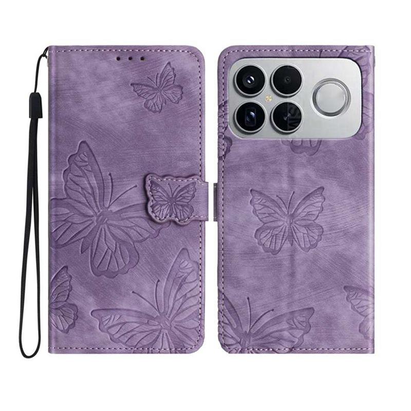 For Redmi K90 Pro Max / Poco F8 Ultra Skin-feel Embossed Butterfly Leather Phone Case(Purple)