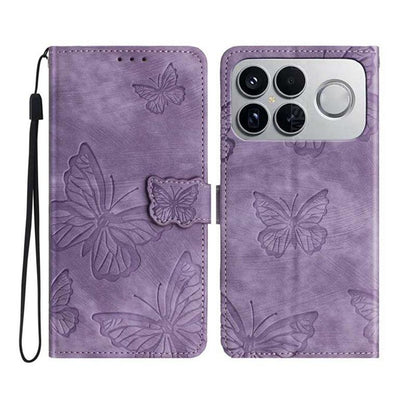 For Redmi K90 Pro Max / Poco F8 Ultra Skin-feel Embossed Butterfly Leather Phone Case(Purple)