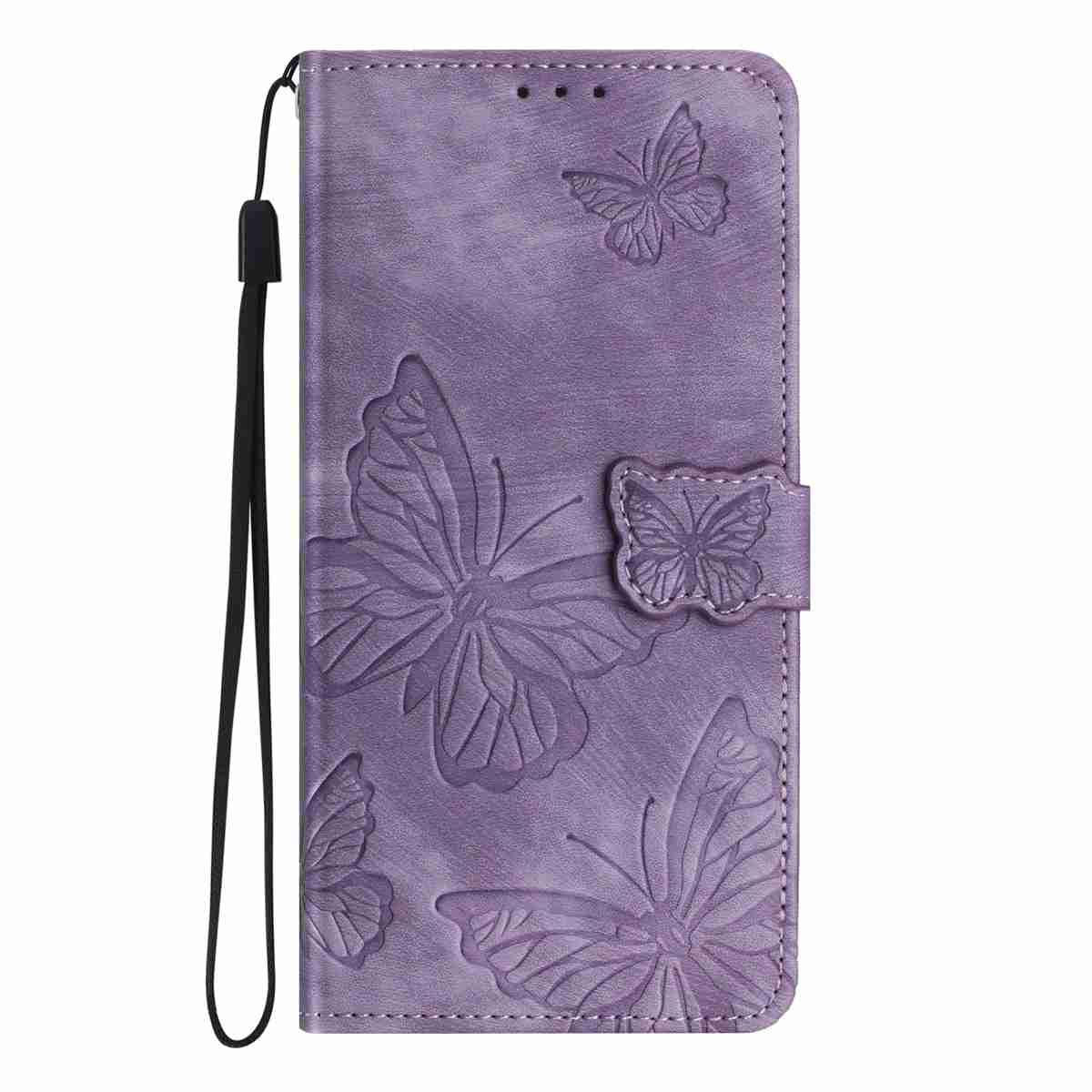 For Redmi K90 Pro Max / Poco F8 Ultra Skin-feel Embossed Butterfly Leather Phone Case(Purple)