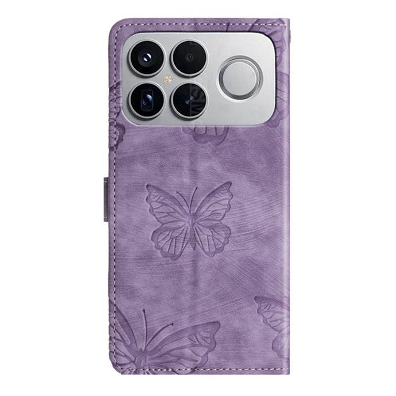 For Redmi K90 Pro Max / Poco F8 Ultra Skin-feel Embossed Butterfly Leather Phone Case(Purple)