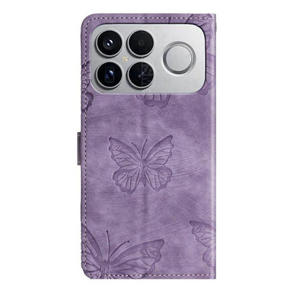 For Redmi K90 Pro Max / Poco F8 Ultra Skin-feel Embossed Butterfly Leather Phone Case(Purple)