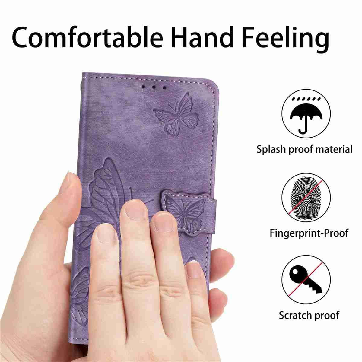 For Redmi K90 Pro Max / Poco F8 Ultra Skin-feel Embossed Butterfly Leather Phone Case(Purple)