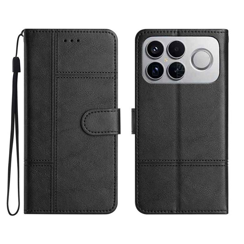 For Redmi K90 Pro Max / Poco F8 Ultra Cowhide Texture Stitching Leather Phone Case(Black)