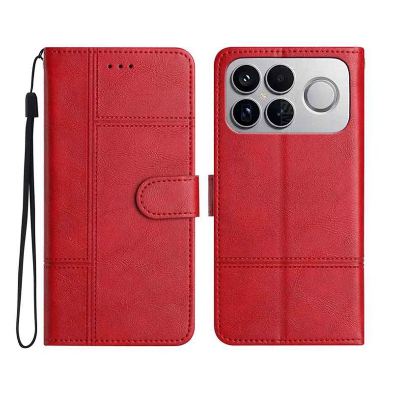 For Redmi K90 Pro Max / Poco F8 Ultra Cowhide Texture Stitching Leather Phone Case(Red)