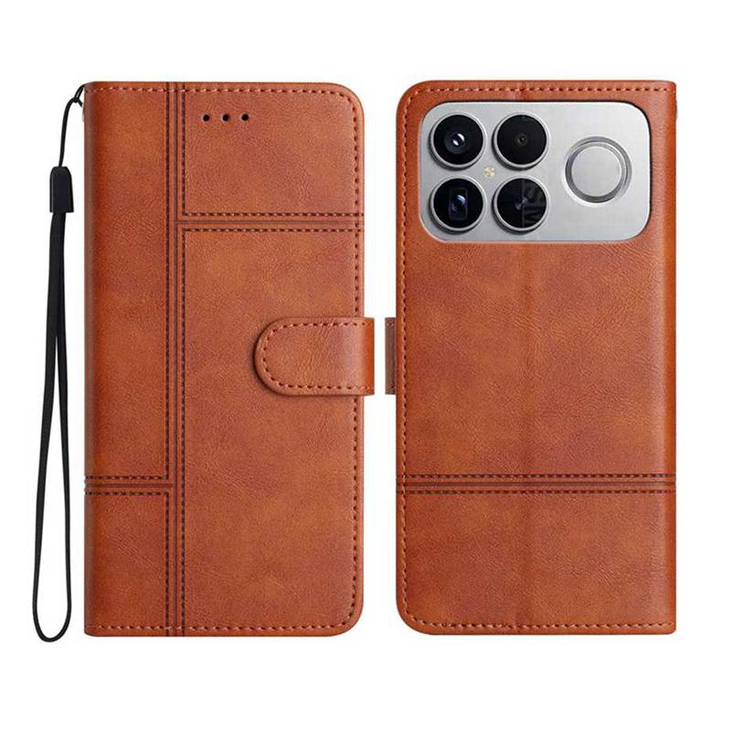 For Redmi K90 Pro Max / Poco F8 Ultra Cowhide Texture Stitching Leather Phone Case(Brown)