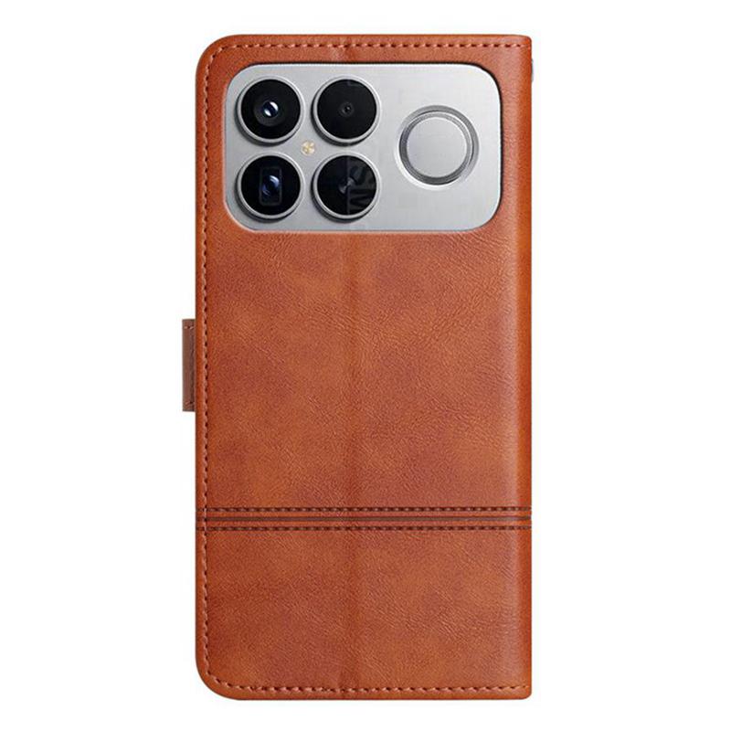 For Redmi K90 Pro Max / Poco F8 Ultra Cowhide Texture Stitching Leather Phone Case(Brown)