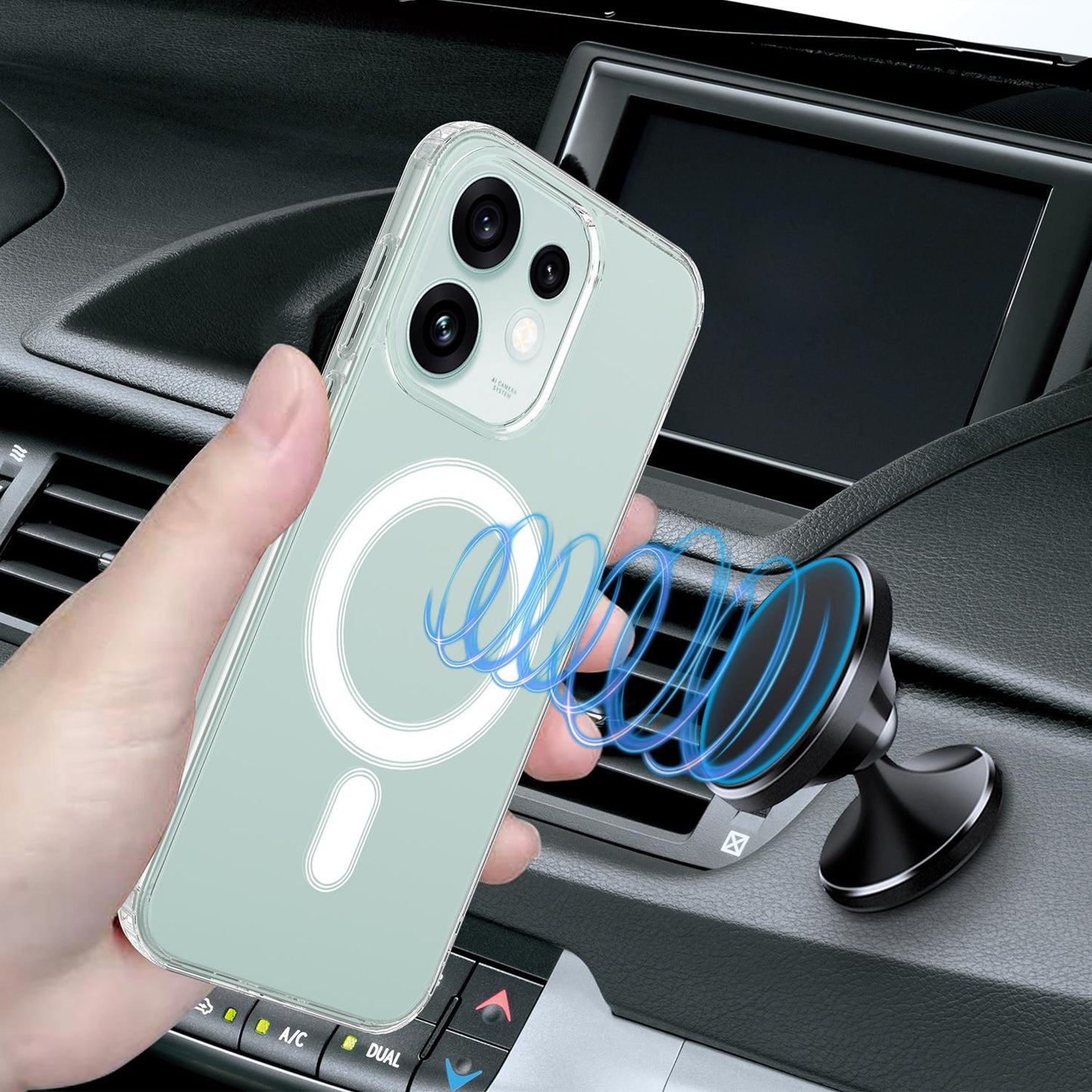 For OPPO Reno16 F/ Reno16 FS / Reno16c 5G MagSafe Clear Acrylic PC Hybrid TPU Phone Case(Transparent)