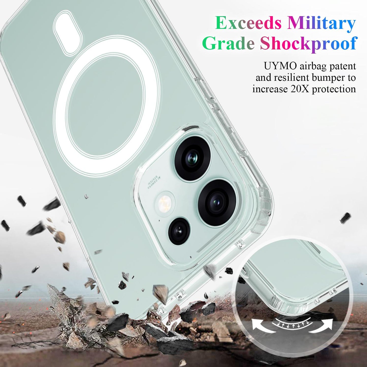 For OPPO Reno16 F/ Reno16 FS / Reno16c 5G MagSafe Clear Acrylic PC Hybrid TPU Phone Case(Transparent)
