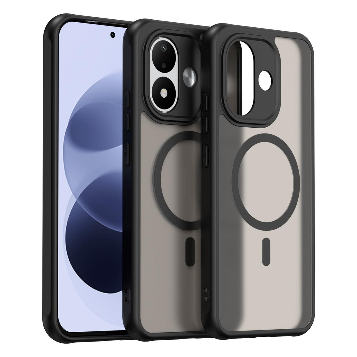 For Redmi Note 17 4G Global 169.7mm Fan Dun Series TPU Hybrid PC Frosted Magsafe Phone Case - Black - EDA008596103A