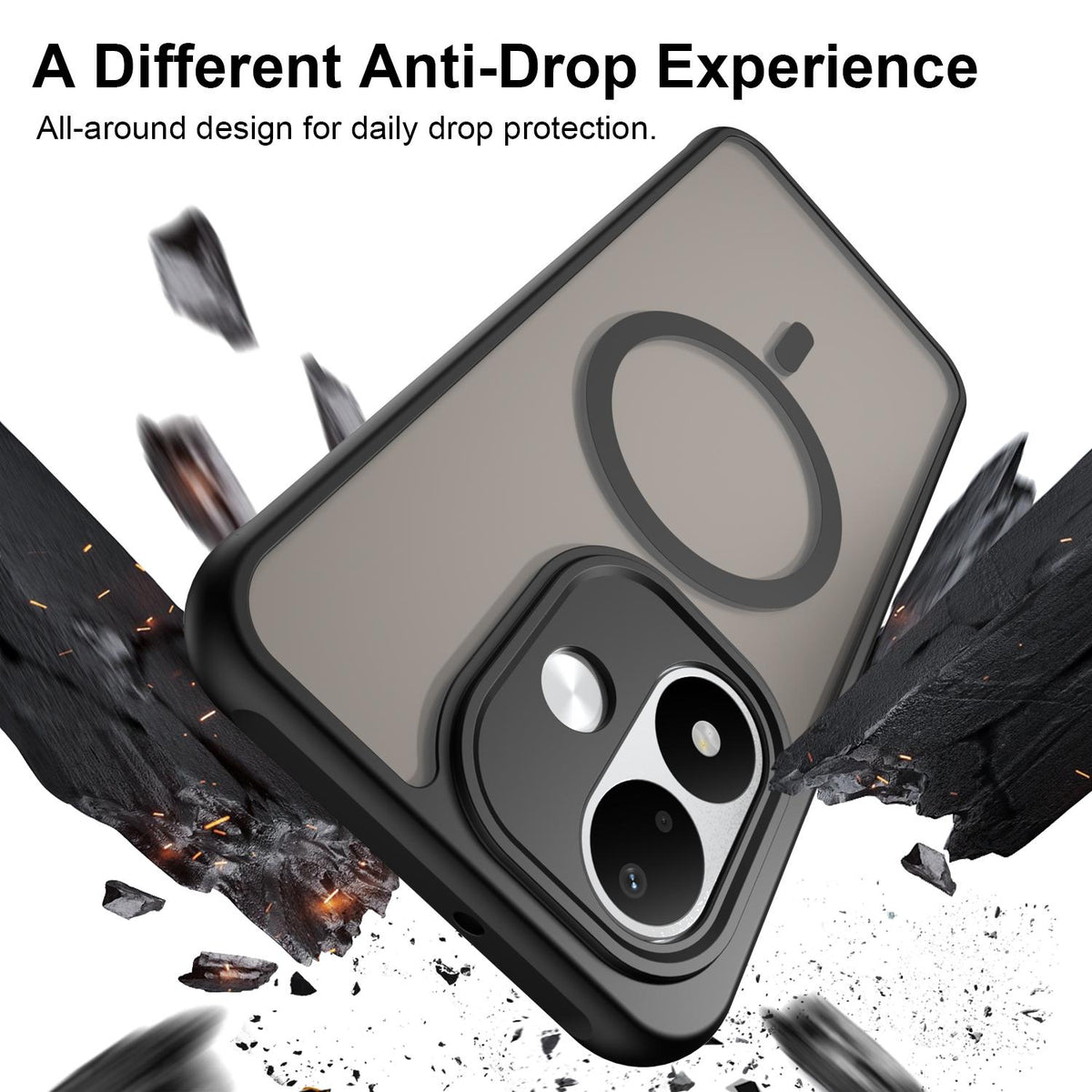For Redmi Note 17 4G Global 169.7mm Fan Dun Series TPU Hybrid PC Frosted Magsafe Phone Case - Black - EDA008596103A