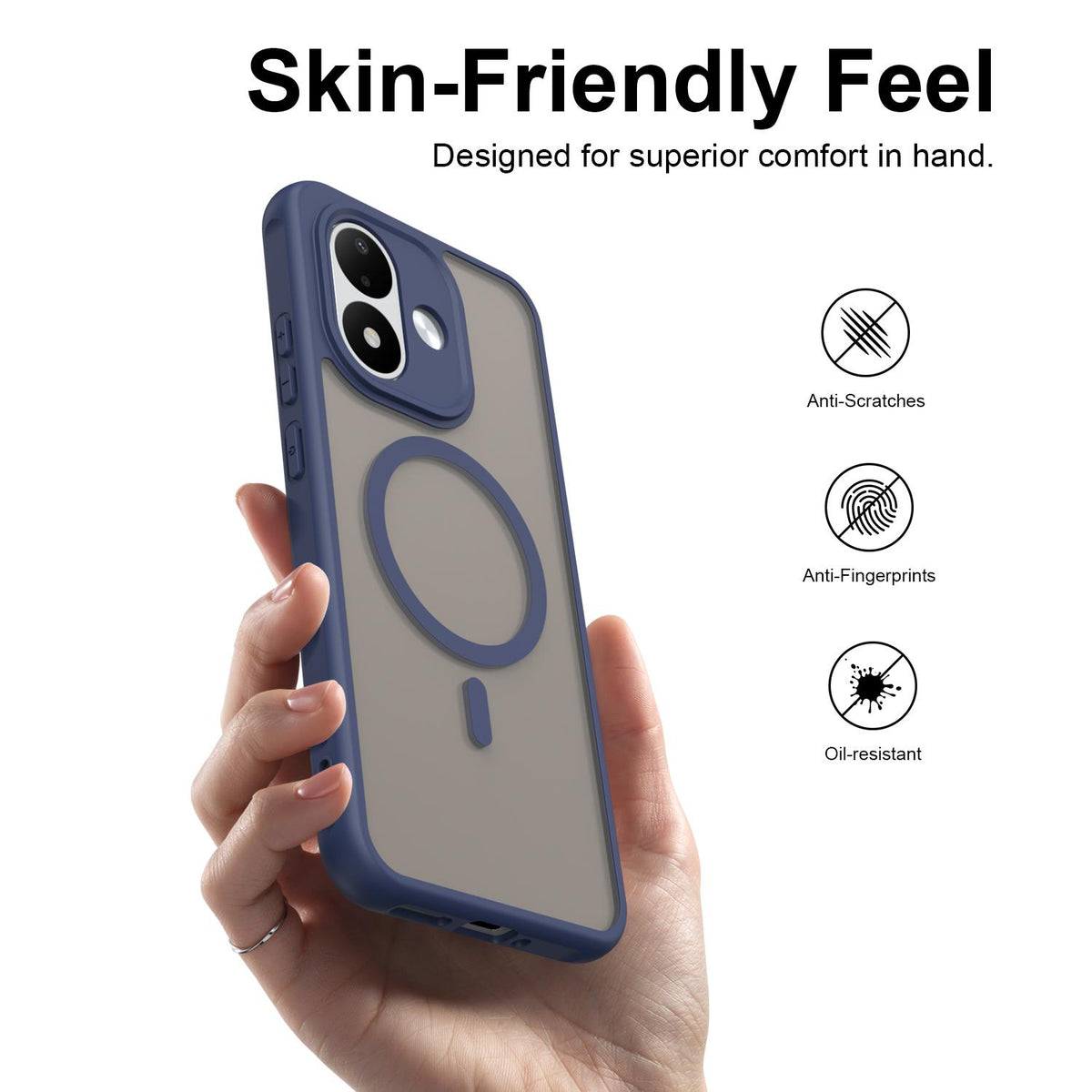For Redmi Note 17 4G Global 169.7mm Fan Dun Series TPU Hybrid PC Frosted Magsafe Phone Case - Blue - EDA008596103B