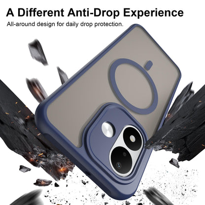 For Redmi Note 17 4G Global 169.7mm Fan Dun Series TPU Hybrid PC Frosted Magsafe Phone Case - Blue - EDA008596103B
