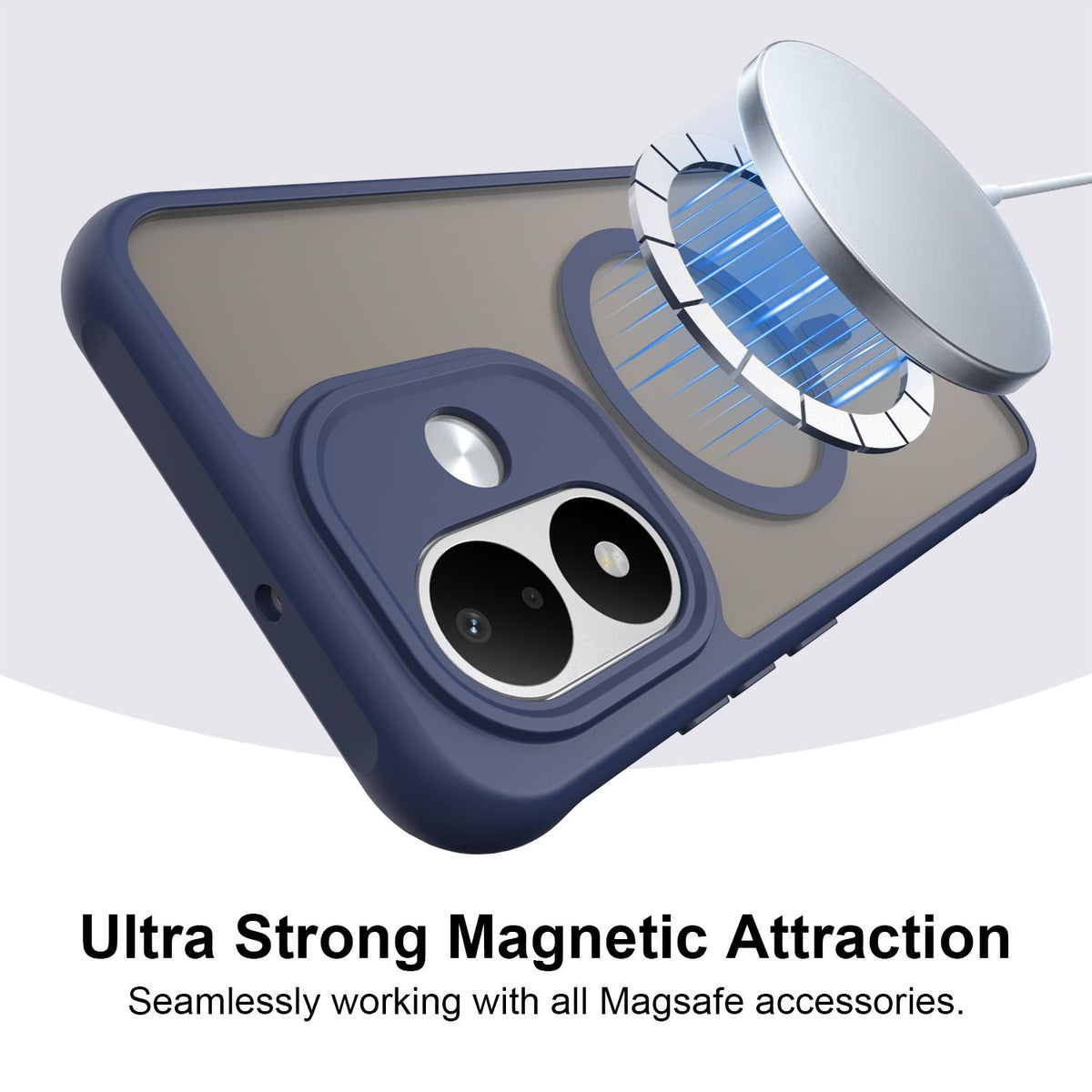 For Redmi Note 17 4G Global 169.7mm Fan Dun Series TPU Hybrid PC Frosted Magsafe Phone Case - Blue - EDA008596103B