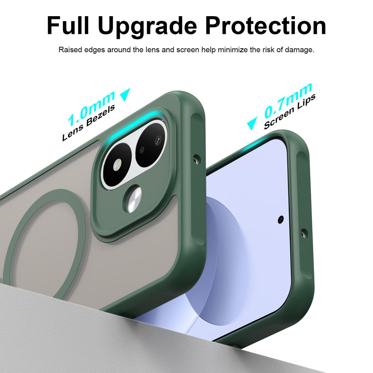 For Redmi Note 17 4G Global 169.7mm Fan Dun Series TPU Hybrid PC Frosted Magsafe Phone Case - Green - EDA008596103C