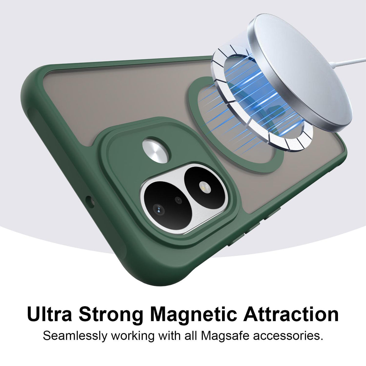 For Redmi Note 17 4G Global 169.7mm Fan Dun Series TPU Hybrid PC Frosted Magsafe Phone Case - Green - EDA008596103C