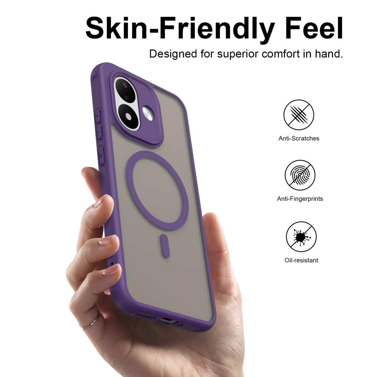 For Redmi Note 17 4G Global 169.7mm Fan Dun Series TPU Hybrid PC Frosted Magsafe Phone Case - Purple - EDA008596103D