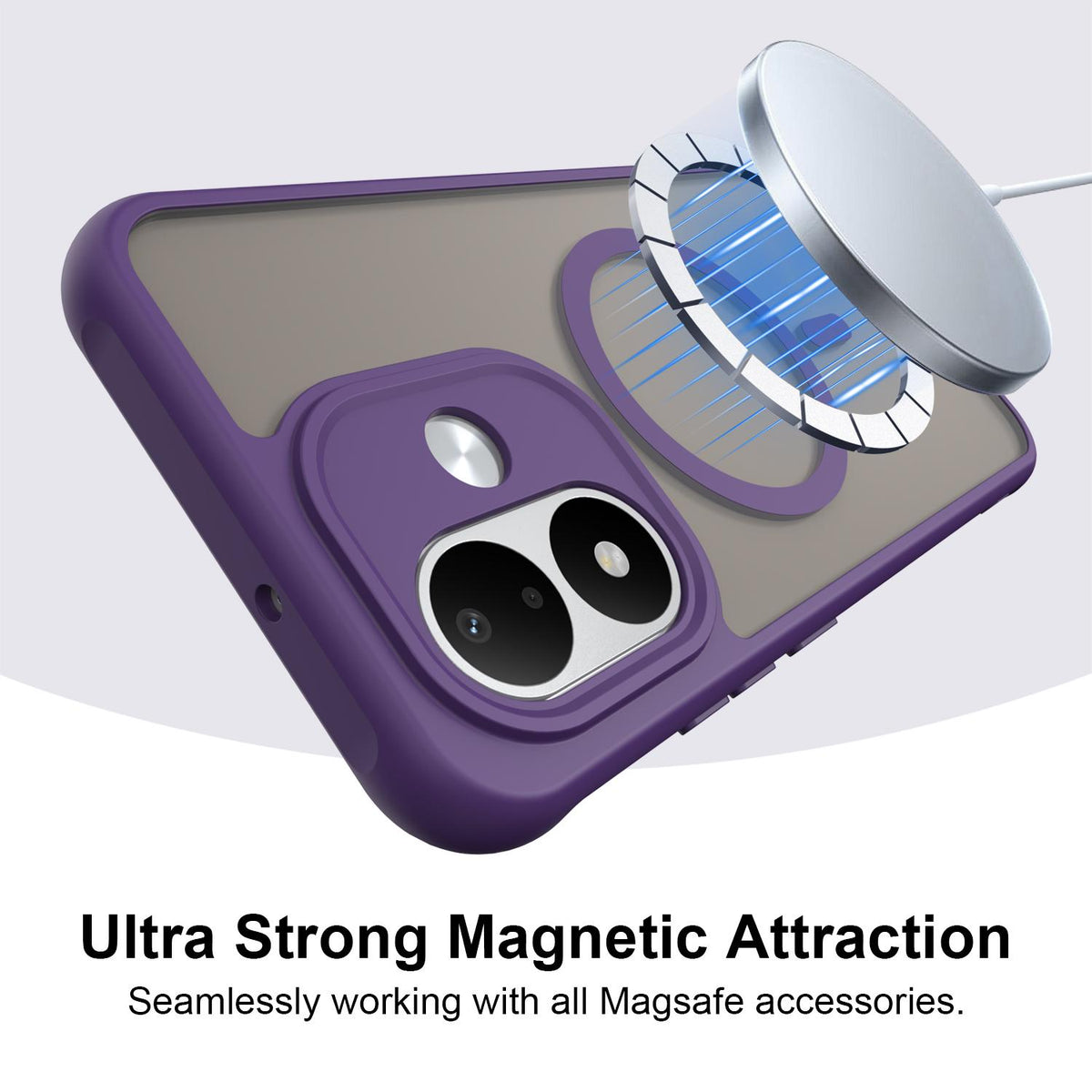 For Redmi Note 17 4G Global 169.7mm Fan Dun Series TPU Hybrid PC Frosted Magsafe Phone Case - Purple - EDA008596103D