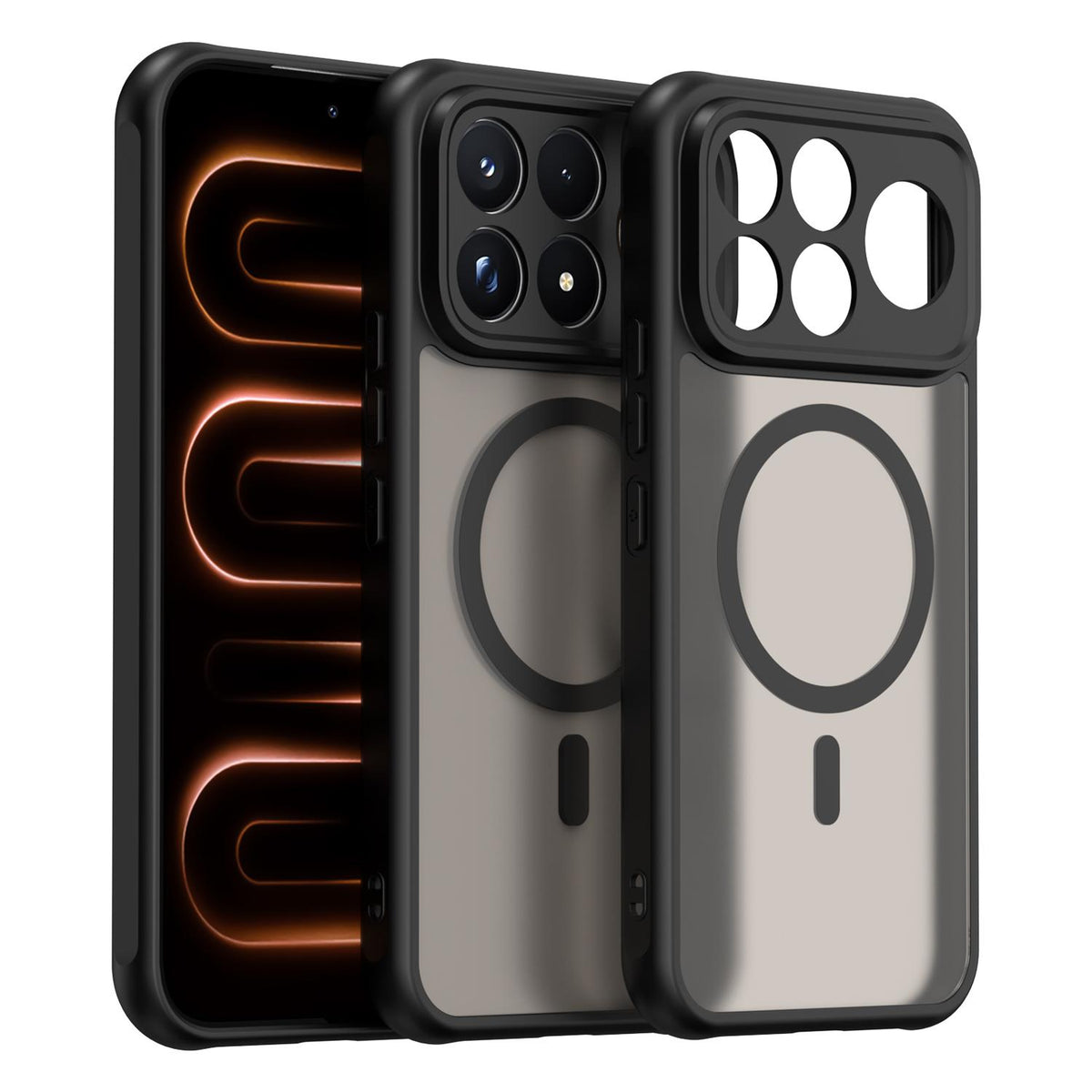 For Redmi K100 Pro Max 5G Fan Dun Series TPU Hybrid PC Frosted Magsafe Phone Case - Black - EDA008596107A