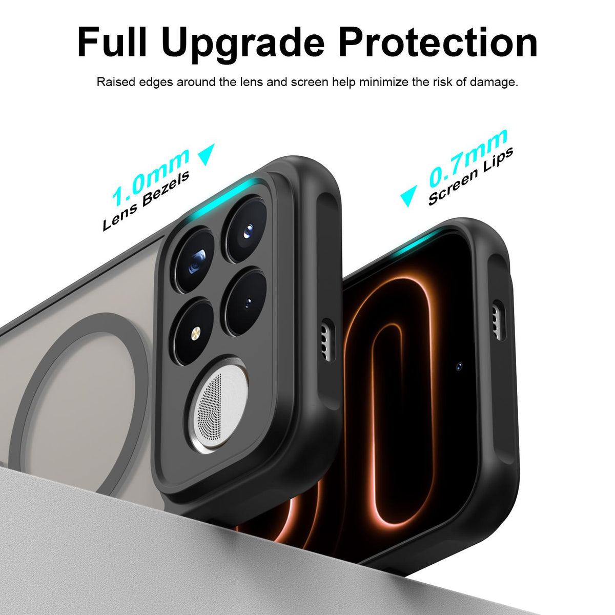For Redmi K100 Pro Max 5G Fan Dun Series TPU Hybrid PC Frosted Magsafe Phone Case - Black - EDA008596107A