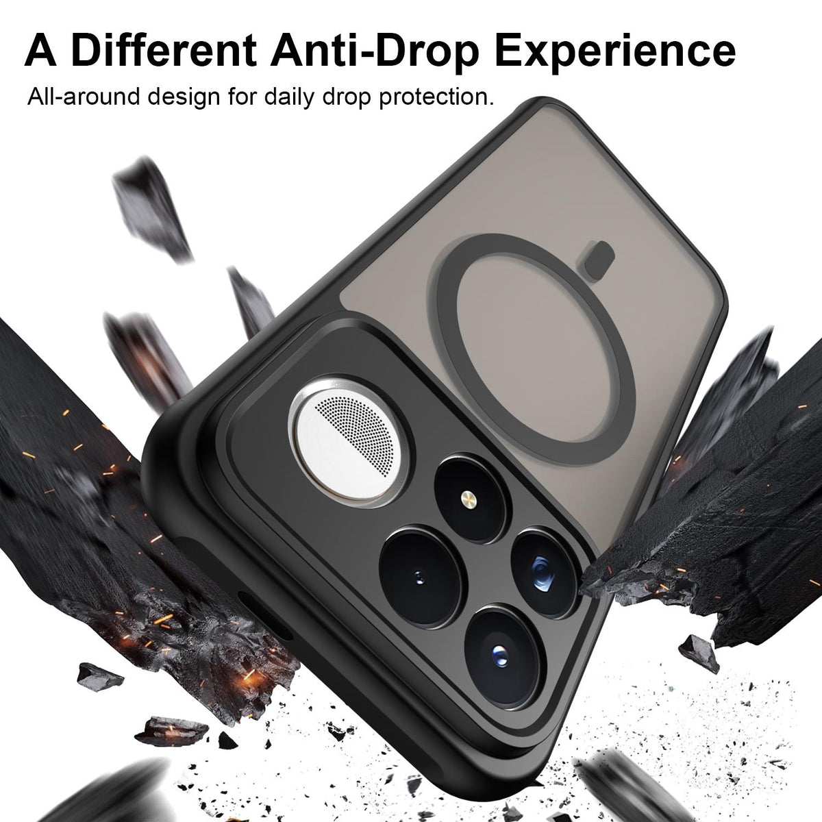 For Redmi K100 Pro Max 5G Fan Dun Series TPU Hybrid PC Frosted Magsafe Phone Case - Black - EDA008596107A