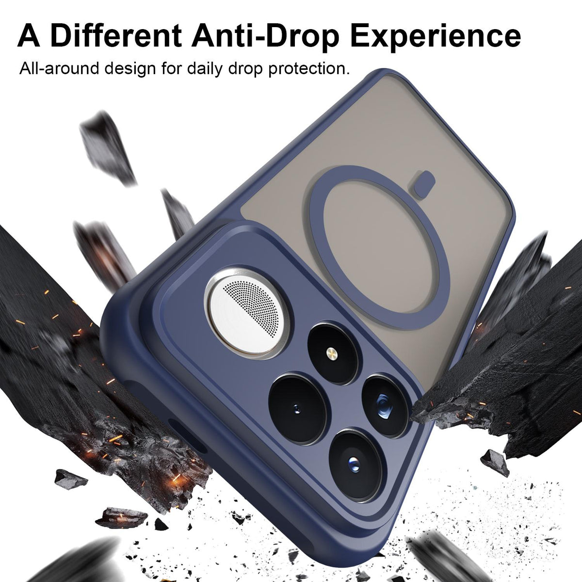 For Redmi K100 Pro Max 5G Fan Dun Series TPU Hybrid PC Frosted Magsafe Phone Case - Blue - EDA008596107B